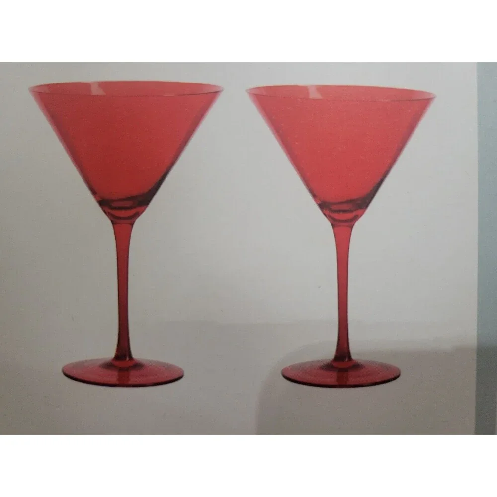 Ruby Red Martini Glasses Set Of 2 Modist NEW Perfect For Traditional Or Dessert - Picture 1 of 4